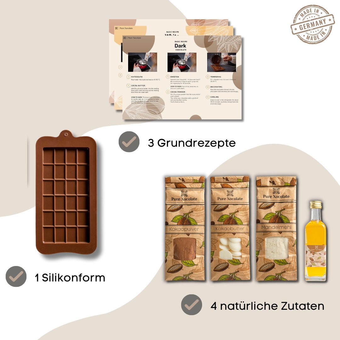 Schokoladen DIY-Zutaten-Set - Pure Xocolate - DIY-Set Geschenk-Set - Schokoladen DIY-Zutaten-Set