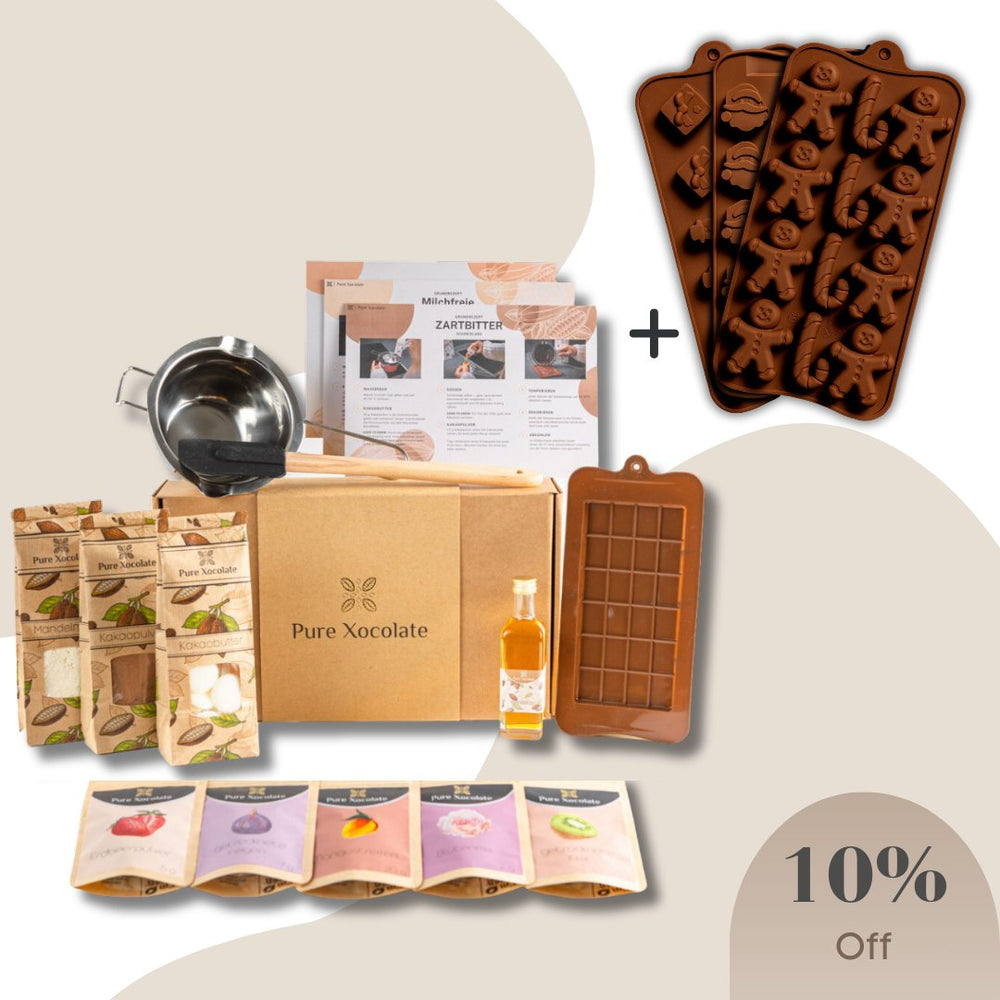 Weihnachtspralinen: Schokoladen Set (XXL) - Pure Xocolate - DIY-Set Geschenk-Set - Weihnachtspralinen: Schokoladen Set (XXL)